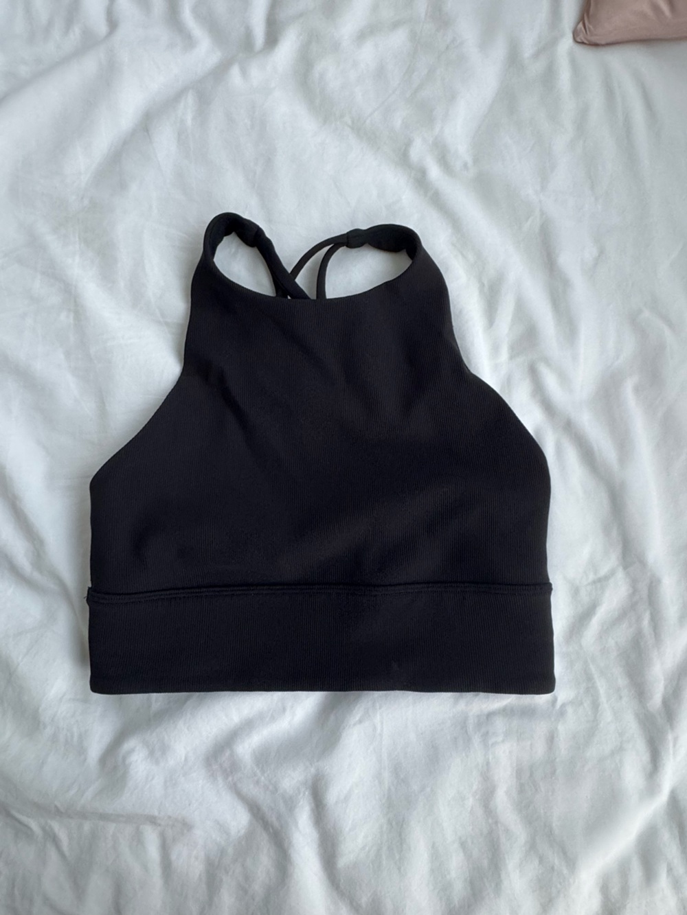 Lululemon black sports bra with built in padding size 4, worn twice